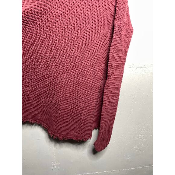 Free People Moonshine Cold Shoulder Waffle Knit Sweater Size XS Pink Red Rose - Picture 9 of 10